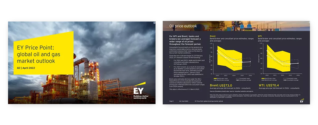 professional quality presentation EY Price Point global oil and gas market outlook Q2 April 2022 EY